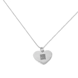 Silver platinum plated heart necklace with waveform and QRcode engraved