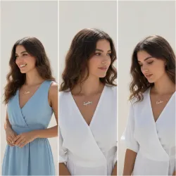 Ασημένιο επιπλατινωμένο κολιέ με όνομα και τόνο καρδούλα