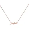 Silver rose gold plated necklace with name and tone crown