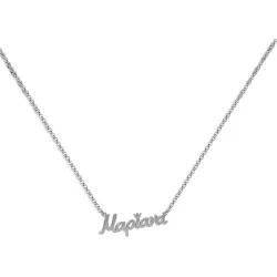 Ασημένιο επιπλατινωμένο κολιέ με όνομα και τόνο κορώνα