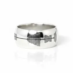 Sterling silver ring 9mm with engraved soundwave