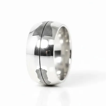 Sterling silver ring 9mm with engraved soundwave