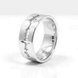 5mm silver ring with cut sound waveform