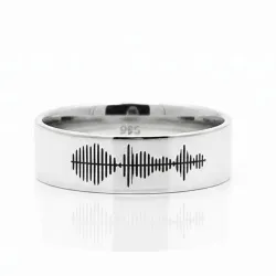 5mm silver ring with sound waveform engraving