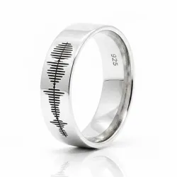 5mm silver ring with sound waveform engraving