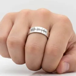 5mm silver ring with sound waveform engraving
