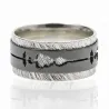 Silver 10mm ring with sound waveform on spinner