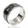 Silver 10mm ring with sound waveform on spinner