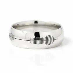 6mm silver ring with sound waveform engraving