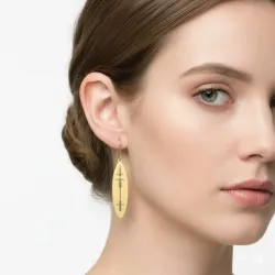 Silver gold plated oval earrings with waveform engraving and engraved QRcode