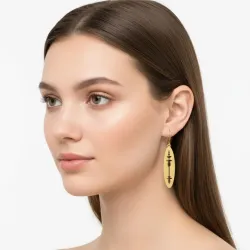 Silver gold plated oval earrings with cut waveform