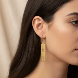 Silver gold plated rectangular earrings with cut waveform