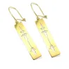 Silver gold plated rectangular earrings with cut waveform
