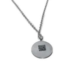 Κολιέ με χαραγμένη παιδική ζωγραφιά σε δισκάκι από αρζαντό (nickel silver), ατσάλινη αλυσίδα