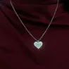 Silver platinum plated heart pendant with engraving of a children's painting, stainless steel chain