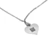 Silver platinum plated heart pendant with engraving of a children's painting, stainless steel chain