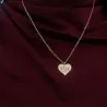 Silver rose gold plated heart pendant with engraving of a children's painting, stainless steel chain