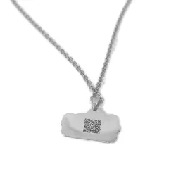 Silver platinum plated pendant with engraving of a children's painting, stainless steel chain