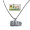Pendant made of Nickel silver with engraving of a children's painting, stainless steel chain