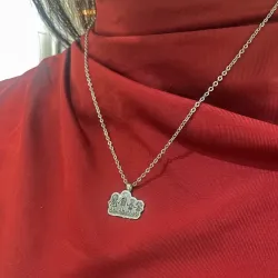 Pendant made of Nickel silver with engraving of a children's painting, stainless steel chain