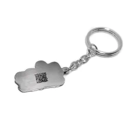 Nickel silver key ring with engraving of a children's painting, steel ring