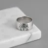 Silver 9mm curved ring with engraving of a children's painting