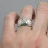 Silver 9mm curved ring with engraving of a children's painting