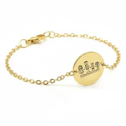Silver gold plated bracelet with engraving of children's drawing, stainless steel chain