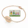 Silver rose gold plated bracelet with engraving of children's drawing, stainless steel chain