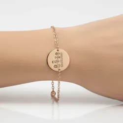 Silver rose gold plated bracelet with engraving of children's drawing, stainless steel chain