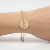 Silver rose gold plated bracelet with engraving of children's drawing, stainless steel chain