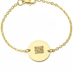 Silver gold plated bracelet with engraving of children's drawing, stainless steel chain