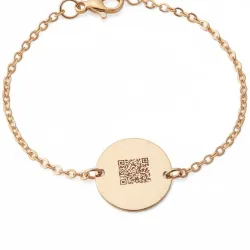 Silver rose gold plated bracelet with engraving of children's drawing, stainless steel chain