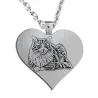 Nickel silver heart pendant with photo engraving, stainless steel chain