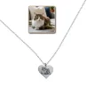 Nickel silver heart pendant with photo engraving, stainless steel chain