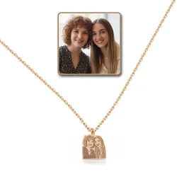 Silver rose gold plated pendant border with photo engraving, stainless steel chain + date on the back
