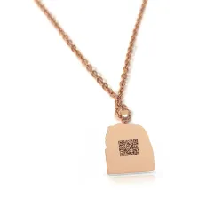 Silver rose gold plated pendant border with photo engraving, stainless steel chain + date on the back