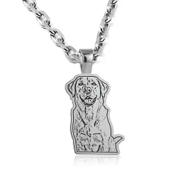 Silver platinum plated pendant border with photo engraving, stainless steel chain + date on the back
