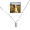 Silver platinum plated pendant border with photo engraving, stainless steel chain + date on the back
