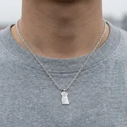 Silver platinum plated pendant border with photo engraving, stainless steel chain + date on the back