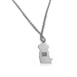 Silver platinum plated pendant border with photo engraving, stainless steel chain + date on the back