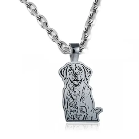 Nickel silver outline pendant with photo engraving, stainless steel chain + date on the back