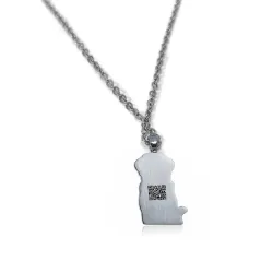 Nickel silver outline pendant with photo engraving, stainless steel chain + date on the back