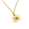 Silver gold plated rectangular pendant with photo engraving, stainless steel chain + date on the back