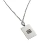 Silver platinum plated rectangular pendant with photo engraving, stainless steel chain + date on the back