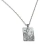Nickel silver rectangle pendant with photo engraving, stainless steel chain + date on the back