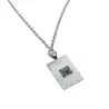 Nickel silver rectangle pendant with photo engraving, stainless steel chain + date on the back