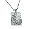 Nickel silver rectangle pendant with photo engraving, stainless steel chain + date on the back
