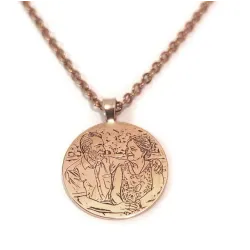 Silver rose gold plated pendant disc with photo engraving, stainless steel chain + date on the back