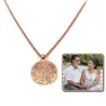 Silver rose gold plated pendant disc with photo engraving, stainless steel chain + date on the back